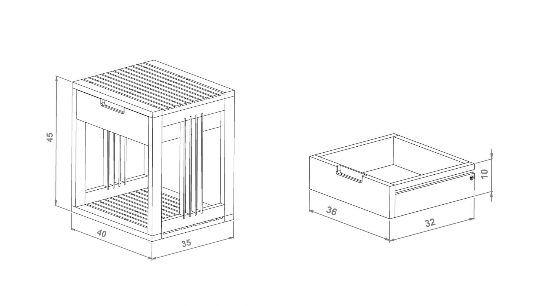 Bedside table Layla-high - dimensions